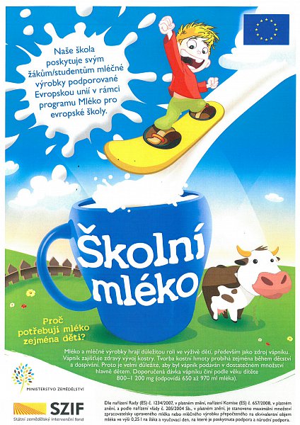 Výsledek obrázku pro plakát mléko do škol